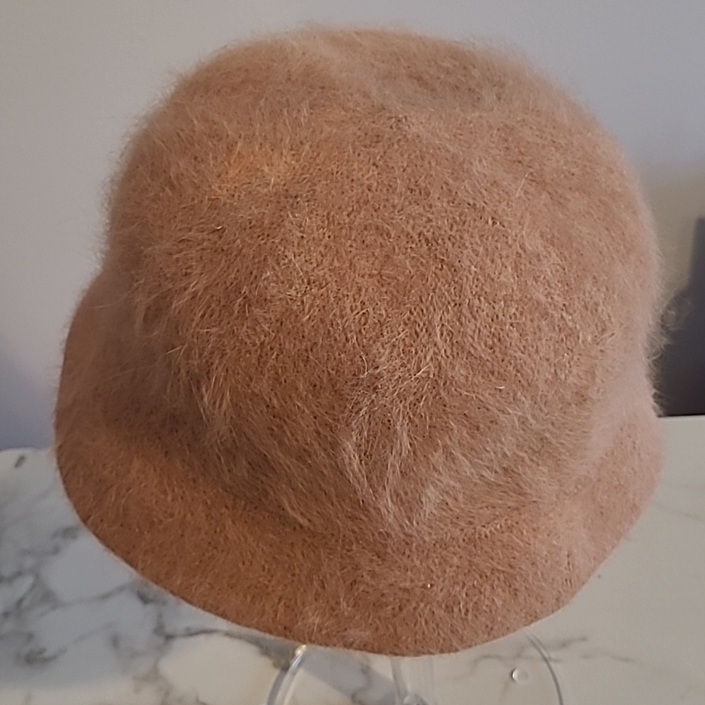 David & Young Angora Blend Tan Fuzzy Bucket Hat Wmns Minimalist Streetwear Warm - Picture 5 of 5